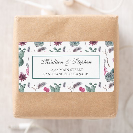 Boho Cactus, Succulent & 結婚フローラ- s ラベル (インサイチュ)