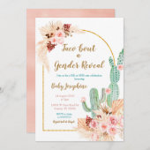 Boho Cactus Tacoによる愛の性別公開 招待状 (正面/裏面)