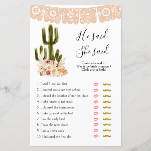 Boho Cactus Tacoの愛について彼は彼女はゲームを言った (正面)