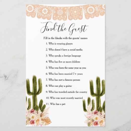 Boho Cactus Taco 'Love Find the Guest game (正面)