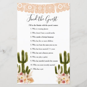Boho Cactus Taco 'Love Find the Guest game