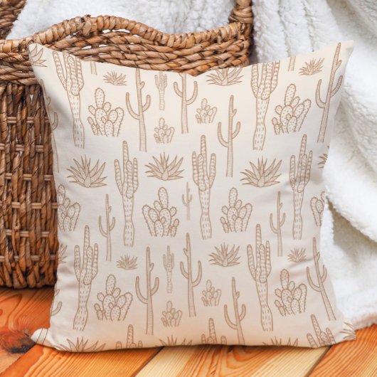 Boho Cactus Western Southern Desert Warm Neutral クッション