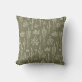 Boho Cactus Western Southern Neutral Moss Green クッション (正面)