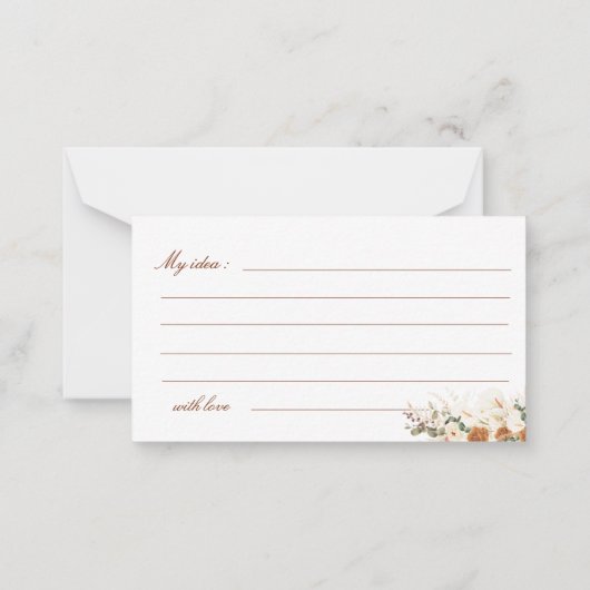 Boho Calla Lilies Date Night Ideas Mini Ticket ノートカード (裏面)