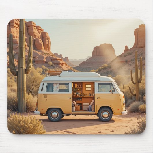 Boho Camper Van Desert Print マウスパッド (正面)