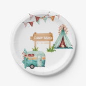 Boho camping birthday party Paper Plate ペーパープレート (正面)