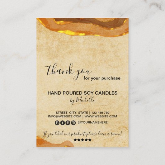 Boho Candleの気に指示カードあなたのロゴを追加 名刺 (裏面)