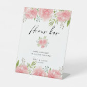 Boho Carnationスクリプトフラワーバー結婚のサイン 台座サイン (正面)