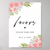 Boho Carnation Favoritesの結婚テーブル記号 ポスター (正面)