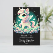 Boho Cartoon Unicorn赤ちゃんシャワー サンキューカード (スタンド正面)