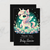Boho Cartoon Unicorn赤ちゃんシャワー サンキューカード (正面/裏面)