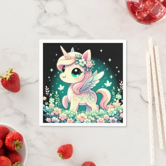 Boho Cartoon Unicorn赤ちゃんシャワー スタンダードカクテルナプキン (インサイチュ)