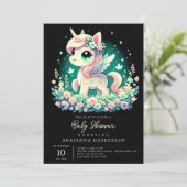 Boho Cartoon Unicorn赤ちゃんシャワー 招待状 (スタンド正面)