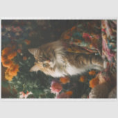 Boho Catイン花模様2 Decopage紙 薄葉紙 (正面)