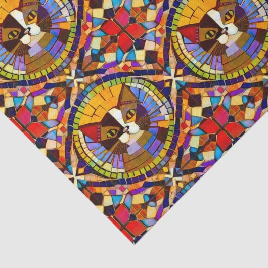 Boho Cat – モザイクタイルポートレートのCalicoおもしろい 薄葉紙 (詳細)