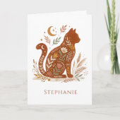 Boho Cat Greeting Card – Cat Lover Gift サンキューカード (正面)