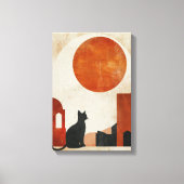 Boho Cat Silhouette | Abstract Sun Minimalist Deco キャンバスプリント (正面)