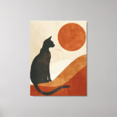 Boho Cat Silhouette | Sunset Abstract Minimalist キャンバスプリント (正面)