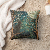 Boho cat starry night sky woodland forest クッション (ブランケット)