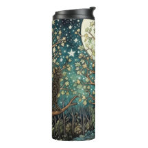 Boho cat starry night sky woodland forest