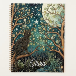 Boho cat starry night sky woodland forest プランナー手帳