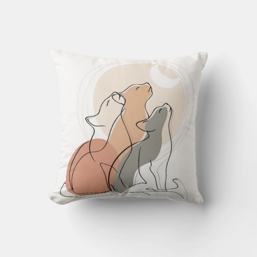 Boho Catsハウリングスクエアアクセント枕 クッション (正面)