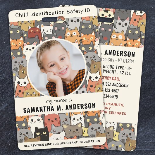 Boho Cats写真カスタムモダンの子識別 バッジ