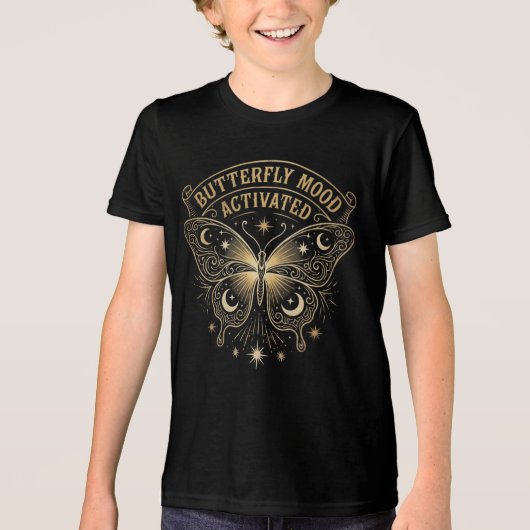 Boho Celestial Butterfly“Butterfly Mood Activated” トライブレンドＴシャツ (正面)