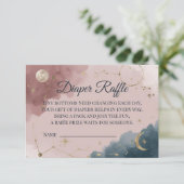 Boho Celestial Diaper Raffle Card | Gold Moon サンキューカード (スタンド正面)