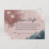 Boho Celestial Diaper Raffle Card | Gold Moon サンキューカード (正面/裏面)