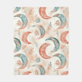 Boho Celestial Floral Moon Pattern (2) フリースブランケット (正面)