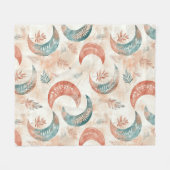 Boho Celestial Floral Moon Pattern (2) フリースブランケット (正面(横))