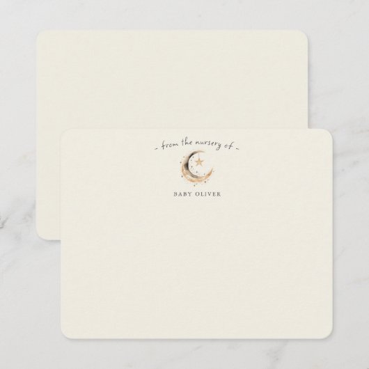 Boho Celestial Gender Neutral Baby Shower サンキューカード (正面/裏面)