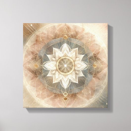 Boho Celestial Mandala in Soft Harmony キャンバスプリント (正面)