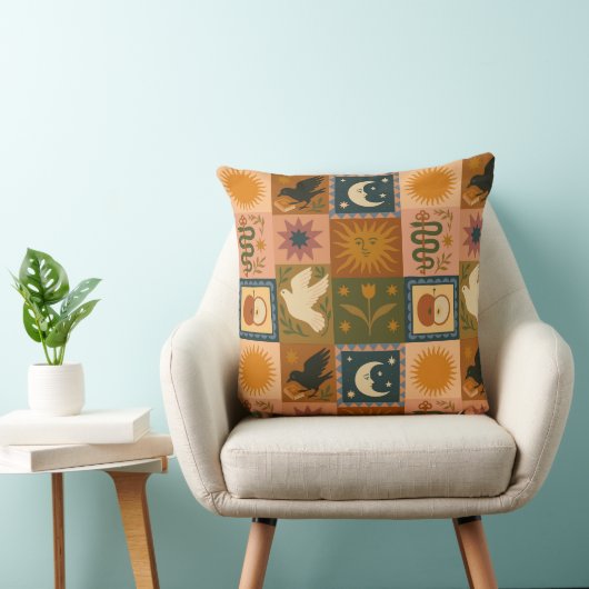 Boho Celestial | Retro Sun & Moon クッション (椅子)