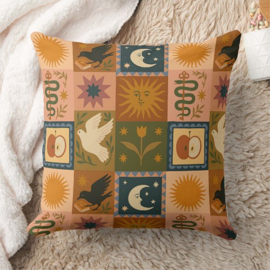 Boho Celestial | Retro Sun & Moon クッション (ブランケット)