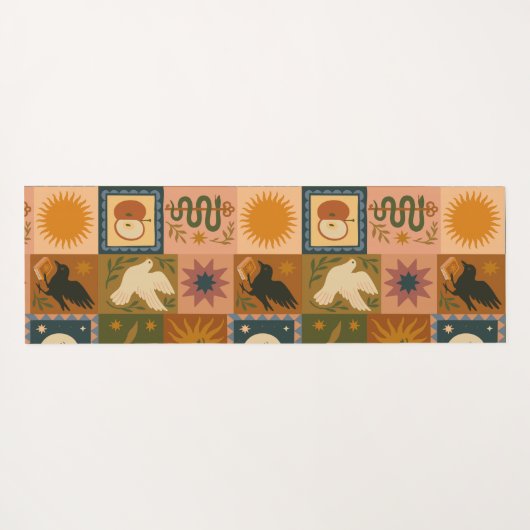 Boho Celestial | Retro Sun & Moon ヨガマット (裏面(横))