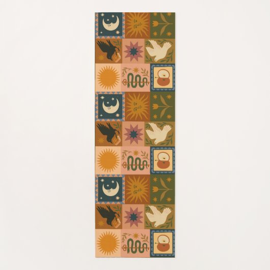 Boho Celestial | Retro Sun & Moon ヨガマット (正面)