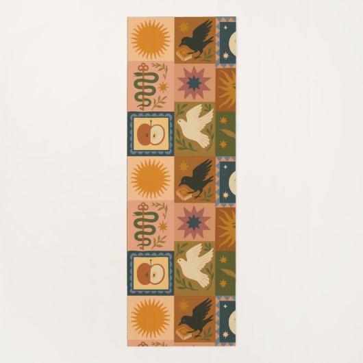 Boho Celestial | Retro Sun & Moon ヨガマット (裏面)