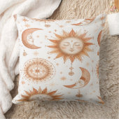 Boho Celestial Sun Moon Throw Pillow クッション (ブランケット)