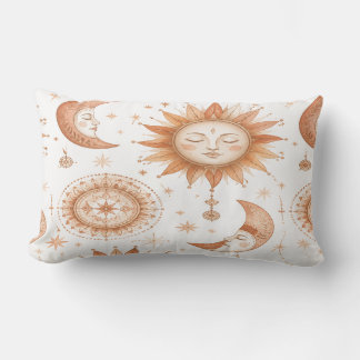 Boho Celestial Sun Moon Throw Pillow ランバークッション