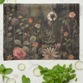 Boho Celestial Sun Moon Wildflower Garden キッチンタオル (折り畳み)