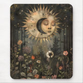 Boho Celestial Sun Moon Wildflower Garden マウスパッド (正面)