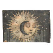 Boho Celestial Sun Moon Wildflower Garden 枕カバー (正面)