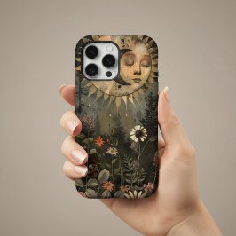 Boho Celestial Sun Moon Wildflower Garden iPhone 16 Pro Maxケース