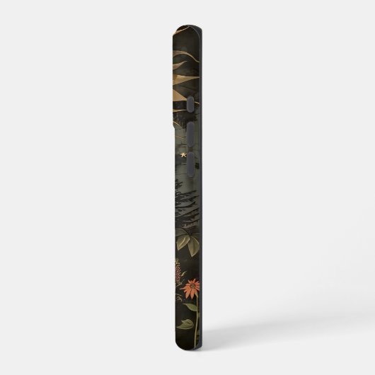 Boho Celestial Sun Moon Wildflower Garden iPhoneケース (左側面)