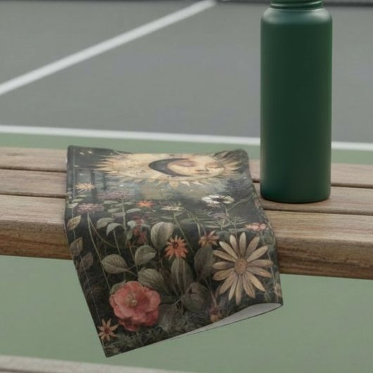 Boho Celestial Sun Moon Wildflower Garden Sports  ハンドタオル