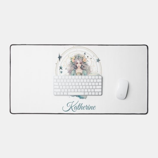 Boho Celestial Witchy Name デスクマット (キーボード&マウス)