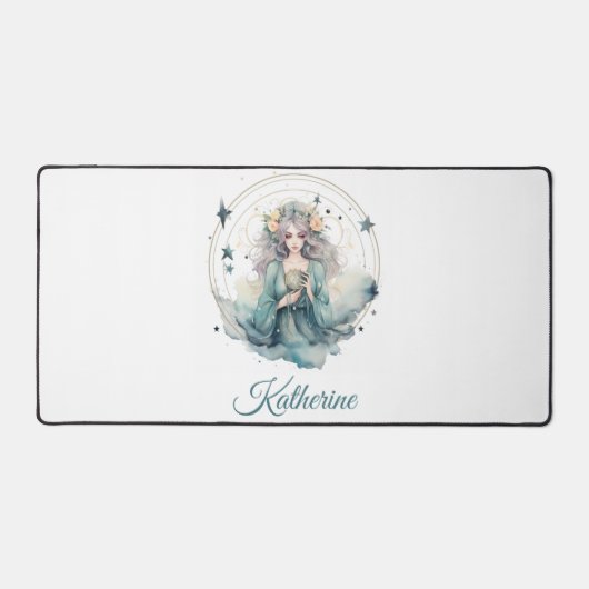 Boho Celestial Witchy Name デスクマット (正面)