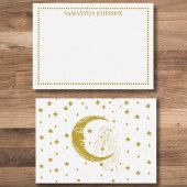 Boho Celestial Woman Moon Stars Astronomy Custom ノートカード